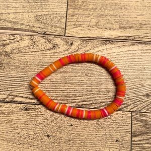 Clay bead bracelet pink orange white